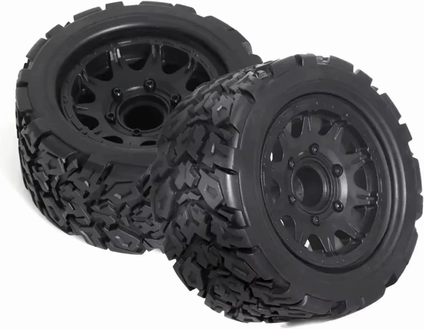 Rc Car Wheel Rim Tire Compatible with Tamiya for HPI for Kyosho for Arrma 1:10 RC Trucks Tyres 12-14mm Adaptor Plastic Tire Replace for Universal Tyres 4pcs(A)
