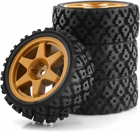 Rc Car Wheel Rim Tire Compatible with Tamiya XV01 XV02 TA06 for TT01 for TT02 for PTG-2 1/10 RC for Rally for Racing Car Parts 4Pcs 70Mm Rubber Tire Wheel Tyre
