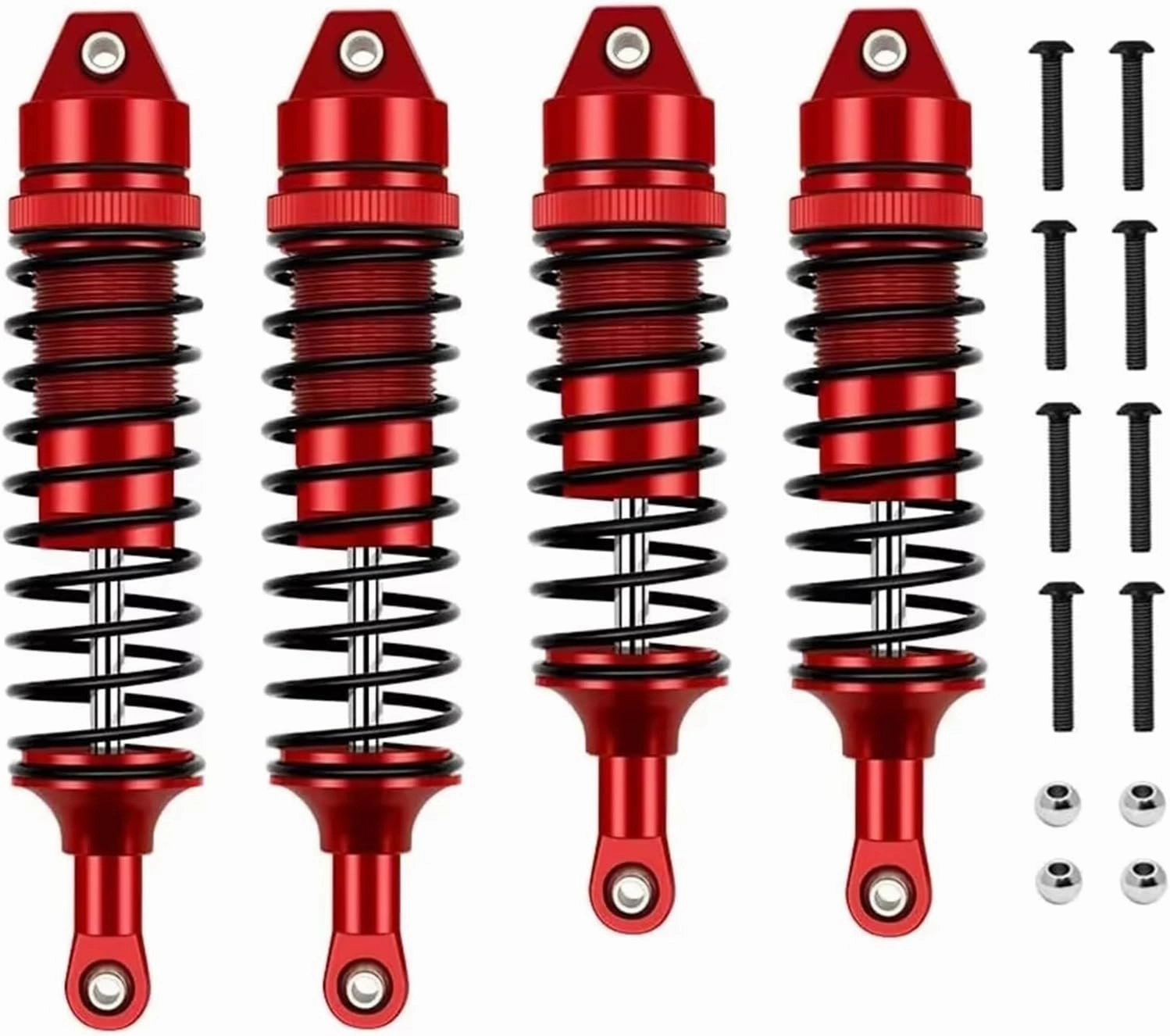 RC Repair Parts Compatible with Traxxas for Slash 4X4 for VXL 2WD for Rustler for Hoss 1/10 RC Car Parts Full Metal Front and Rear Shock Absorber(Red)
