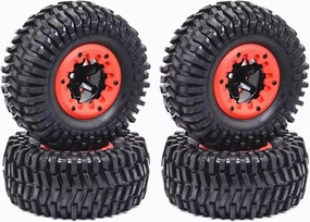 RC Tyre Set for ZD for for Racing for DBX-10 for Traxxas for Slash for Arrma for VKAR 10SC 4Pcs 1/10 Short Course Truck Tires Tyre Wheel 12Mm Hex(Red)