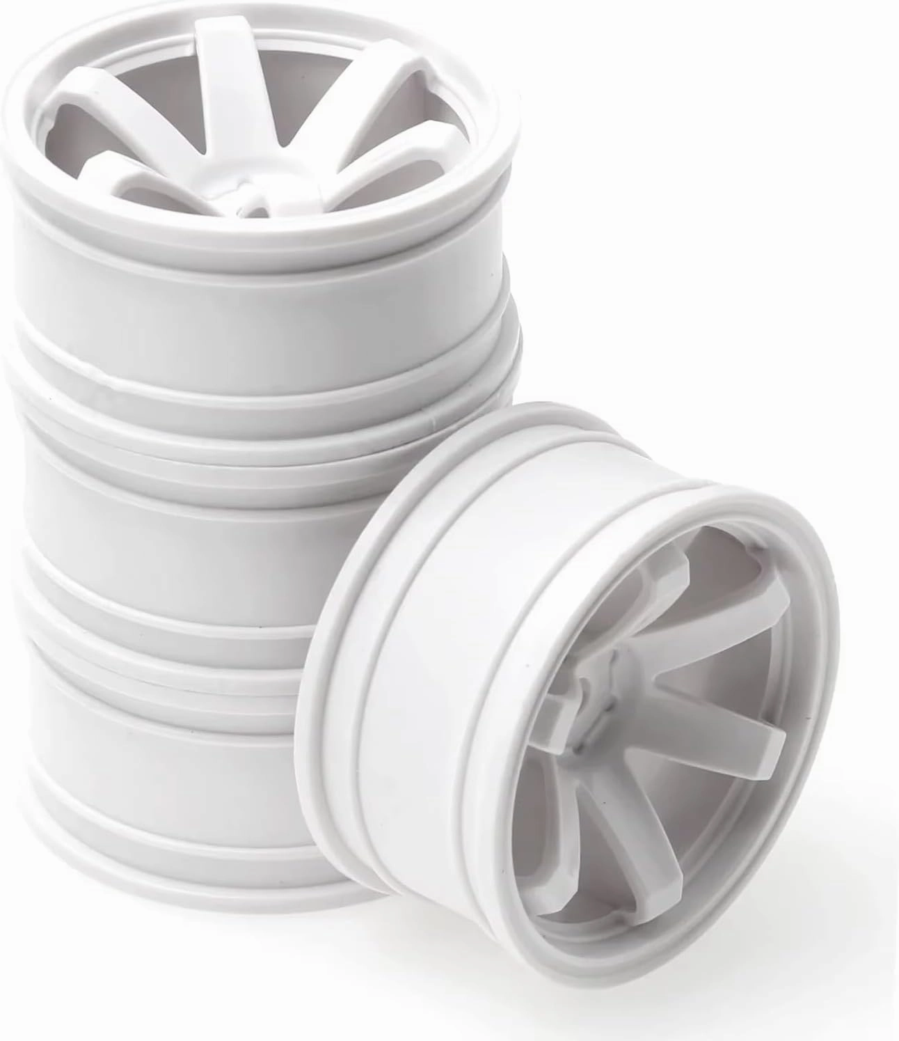 RC Upgrade Parts for Tamiya for Kyosho for HSP for HPI TE37 1/10 4pcs RC On-Road Drift for Racing Car 52mm Plastic Wheel Rim Wheel Hubs(White)