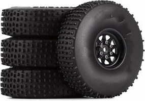 Rc Wheel Rim Tire for Axial for SCX24 for Deadbolt for JLU for Gladiator for AX24 4PCS 65 * 19mm Comp Tire&1.0inch Beadlock Wheel Rim RC Crawler Car(Black)