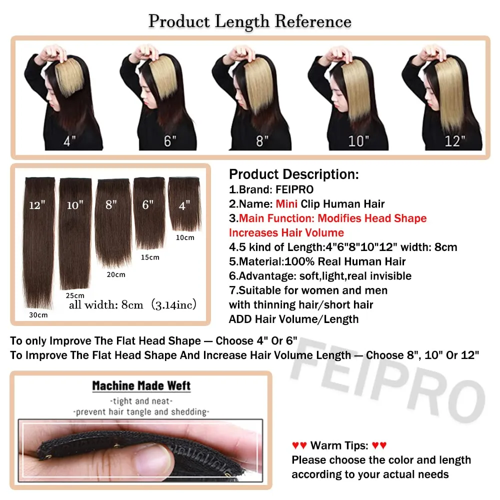 Real Human Hair Extensions Short Clip In Hair Silky Straight Double Weft for Thinning Hair Short Hair Easily add Women Hair Volume Thickness Length Natural Invisible 12 Inch #1 Jet Black