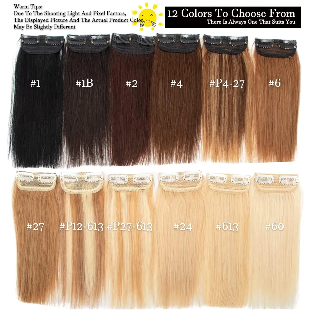Real Human Hair Extensions Short Clip In Hair Silky Straight Double Weft for Thinning Hair Short Hair Easily add Women Hair Volume Thickness Length Natural Invisible 12 Inch #1 Jet Black