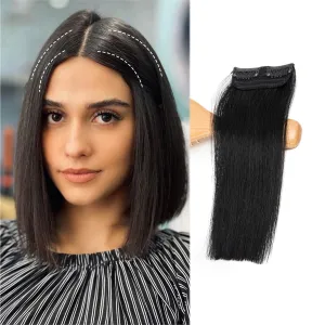 Real Human Hair Extensions Short Clip In Hair Silky Straight Double Weft for Thinning Hair Short Hair Easily add Women Hair Volume Thickness Length Natural Invisible 12 Inch #1 Jet Black