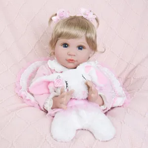 Realistic Reborn Baby Dolls - 22 inch Lifelike Baby Doll Flexible and Soft Baby Doll with Teddy and Feeding Toy Accessories Realistic Reborn Baby Girl for Kids Age 3 