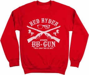 Red Ryder BB Gun Christmas Holiday Movie Retro Old School Shoot Eye Out Classic Xmas Ugly Sweater Party Humor Mens Sweatshirt Small Red