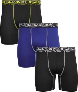 Reebok Mens Boxer Briefs - 3 Pack Stretch Moisture Wicking Mens Underwear with Contour Pouch Boxers for Men (Sizes: S-XL)