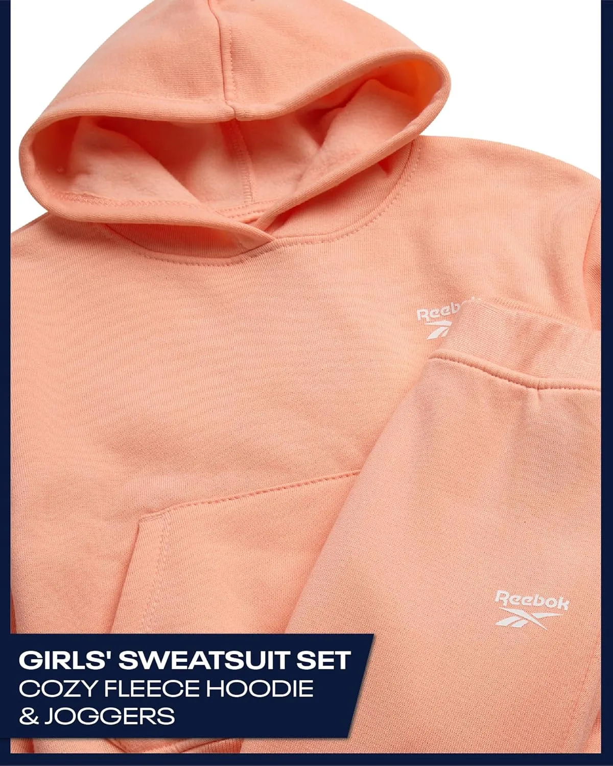 Reebok Toddler Girls' Sweatsuit Set - 2 Piece Fleece Sweatshirt and Jogger Sweatpants Set for Little Girls (Sizes: 2T-6X)