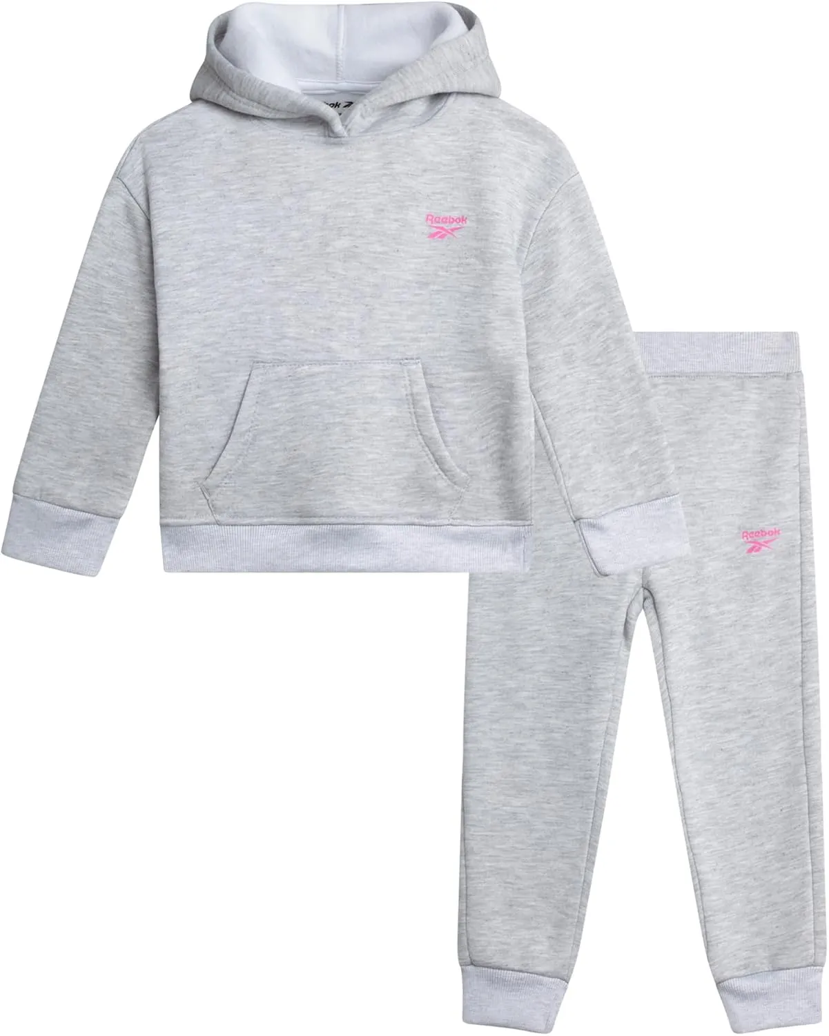 Reebok Toddler Girls' Sweatsuit Set - 2 Piece Fleece Sweatshirt and Jogger Sweatpants Set for Little Girls (Sizes: 2T-6X)