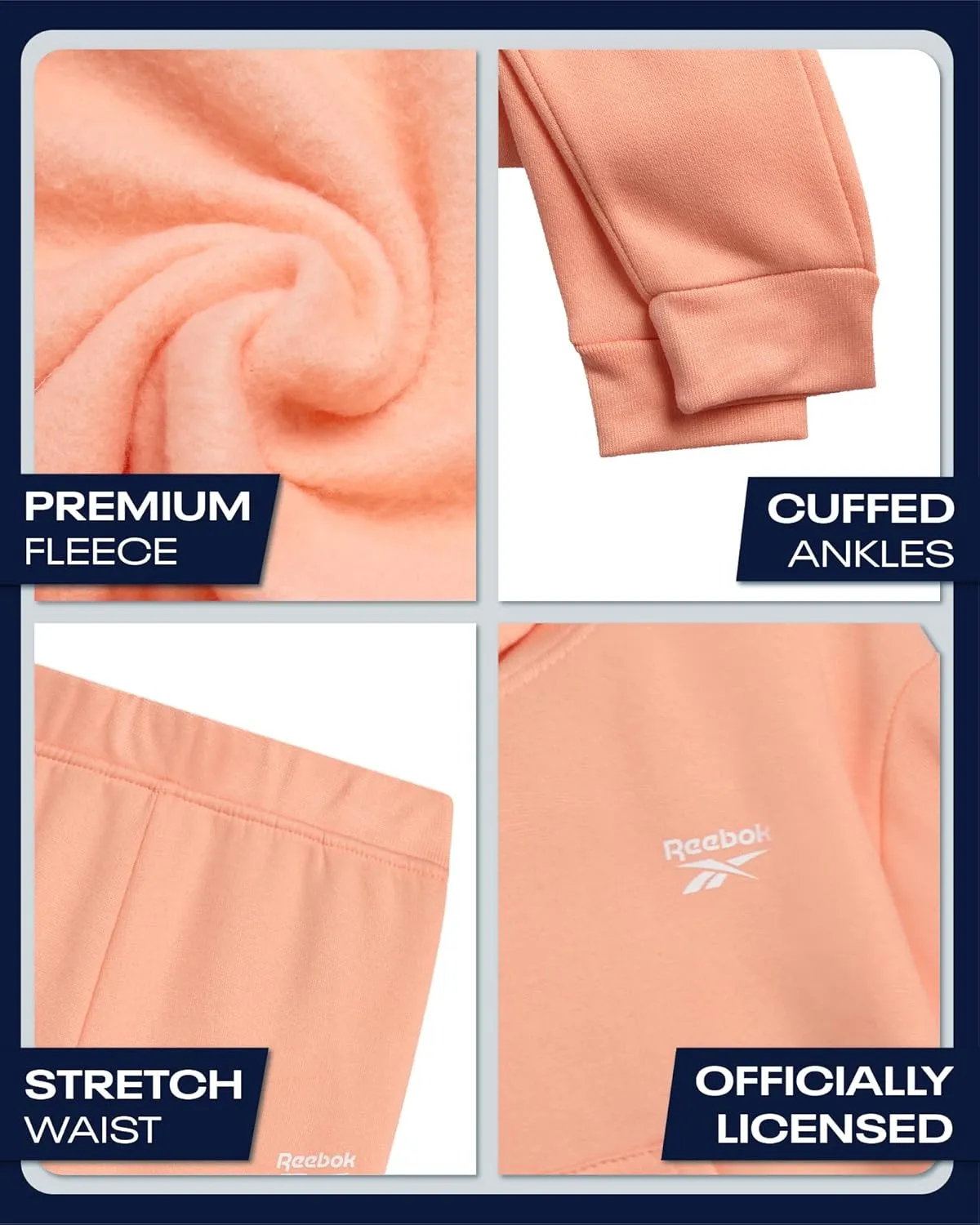 Reebok Toddler Girls' Sweatsuit Set - 2 Piece Fleece Sweatshirt and Jogger Sweatpants Set for Little Girls (Sizes: 2T-6X)