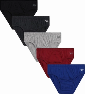 Reebok Low Rise Mens Briefs - 5 Pack Soft Cotton Underwear with Supportive Contour Pouch - Supportive Fit for Everyday Wear