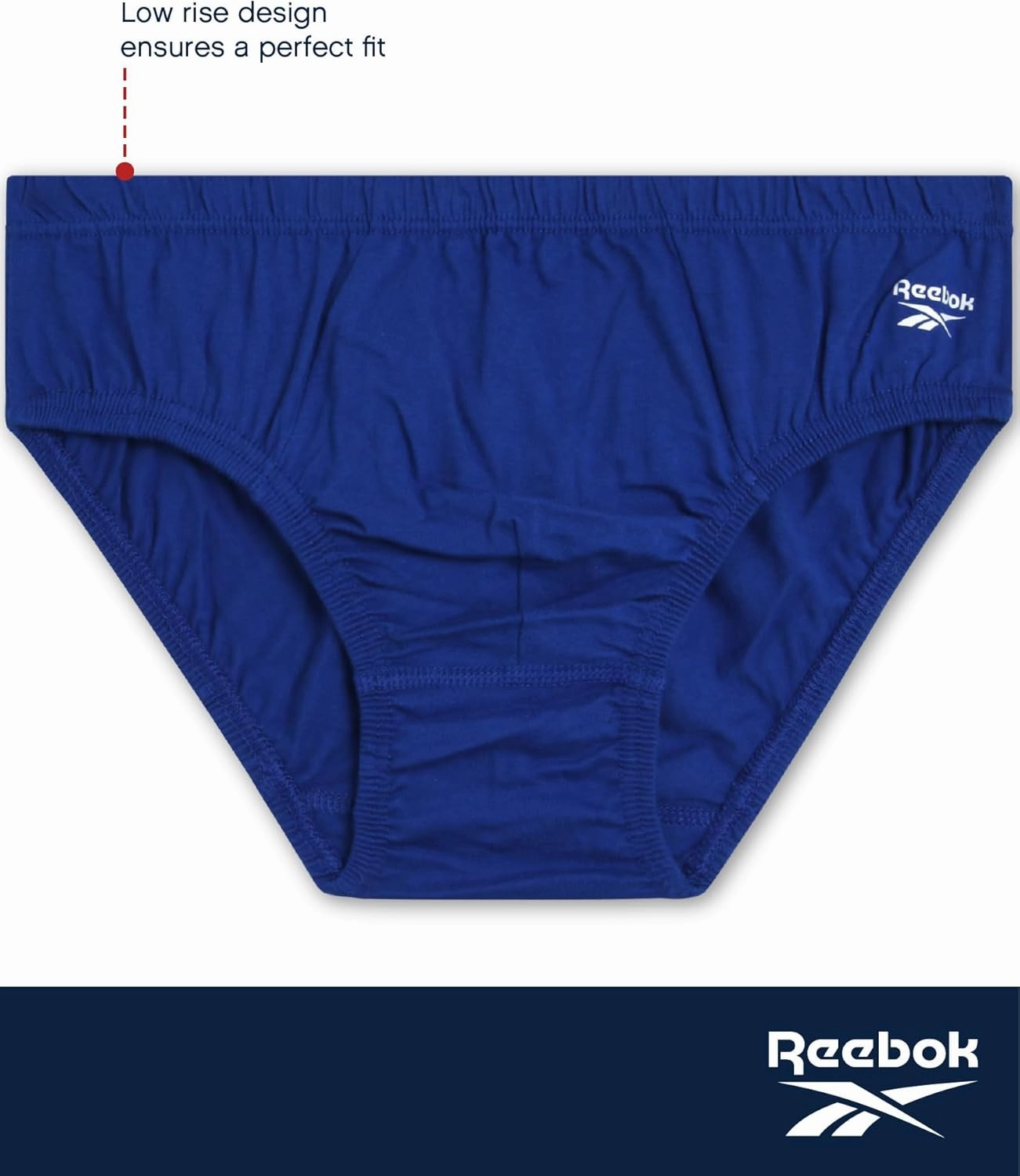 Reebok Low Rise Mens Briefs - 5 Pack Soft Cotton Underwear with Supportive Contour Pouch - Supportive Fit for Everyday Wear