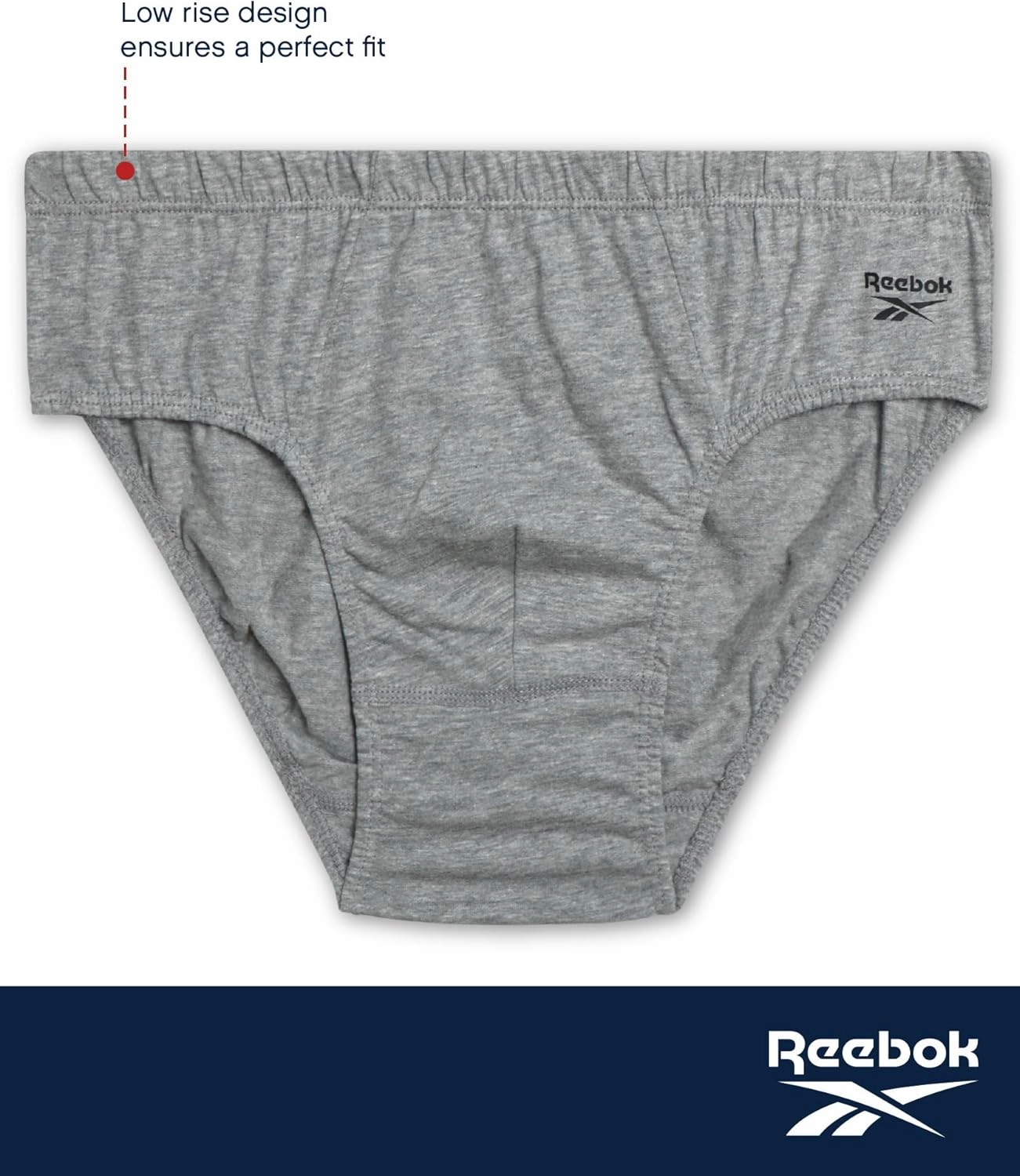 Reebok Low Rise Mens Underwear Briefs - 5 Pack Performance Briefs Cotton Underwear For Men with Contour Pouch (Sizes: S-XL)