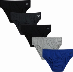 Reebok Low Rise Mens Underwear Briefs - 5 Pack Performance Briefs Cotton Underwear For Men with Contour Pouch (Sizes: S-XL)