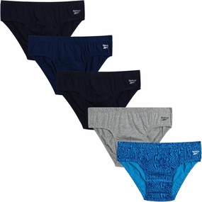 Reebok Low Rise Mens Underwear Briefs - 5 Pack Performance Briefs Cotton Underwear For Men with Contour Pouch (Sizes: S-XL)