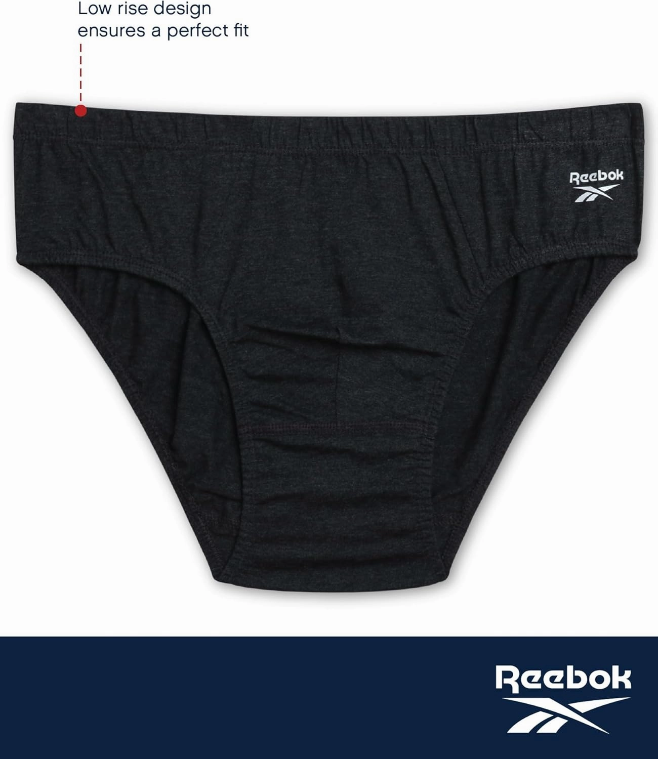Reebok Low Rise Mens Underwear Briefs - 5 Pack Performance Briefs Cotton Underwear For Men with Contour Pouch (Sizes: S-XL)