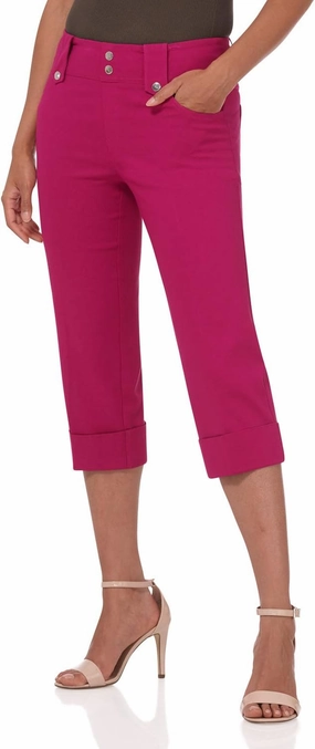 Rekucci Women's Ease into Comfort Modern Classic Cuffed Capri