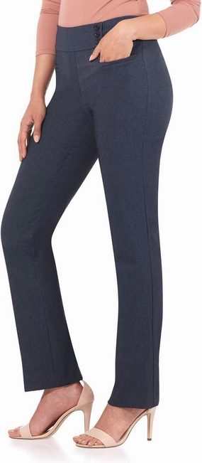 Rekucci Women's Ease Into Comfort Pull-On Straight Pant with Pockets