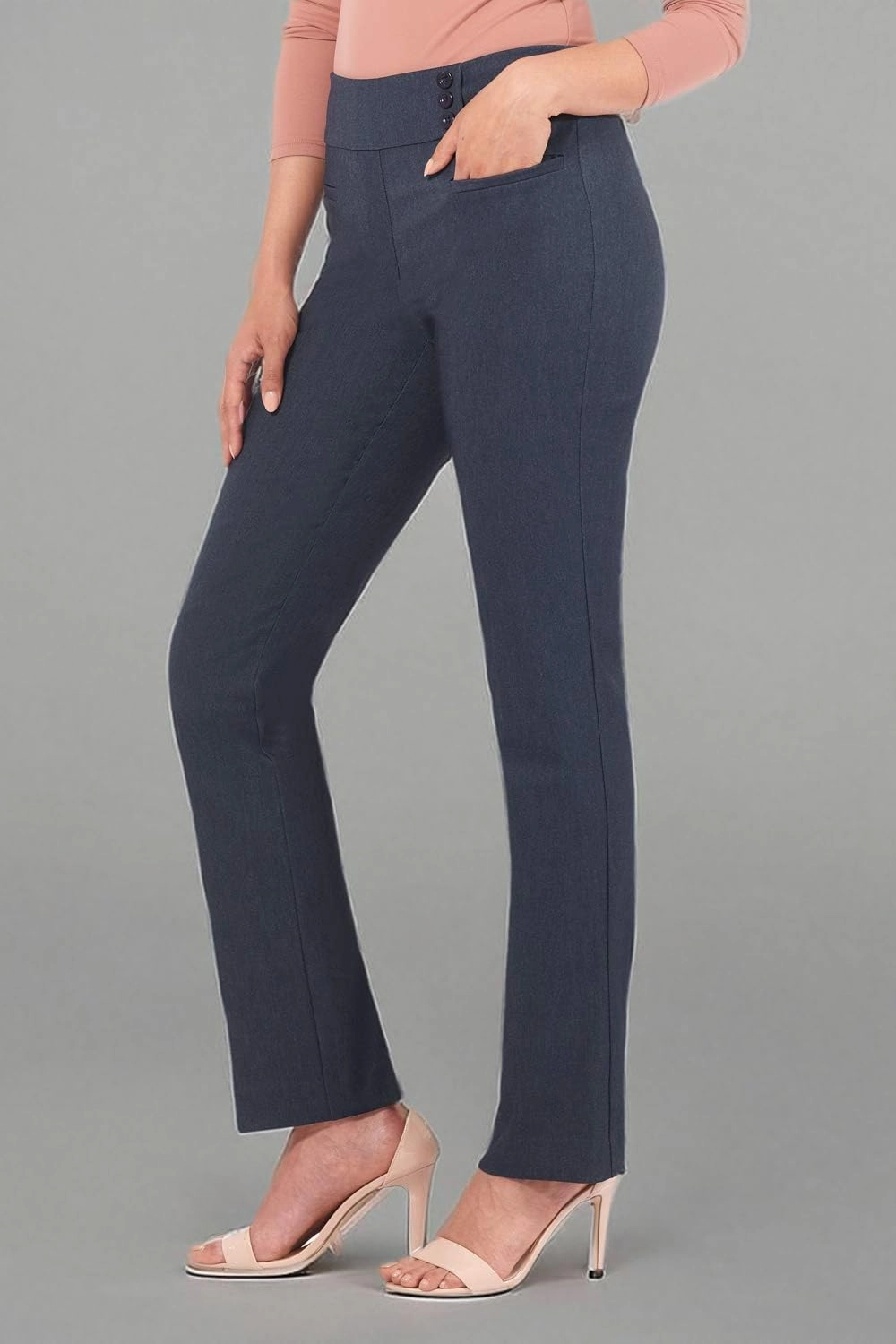 Rekucci Women's Ease Into Comfort Pull-On Straight Pant with Pockets