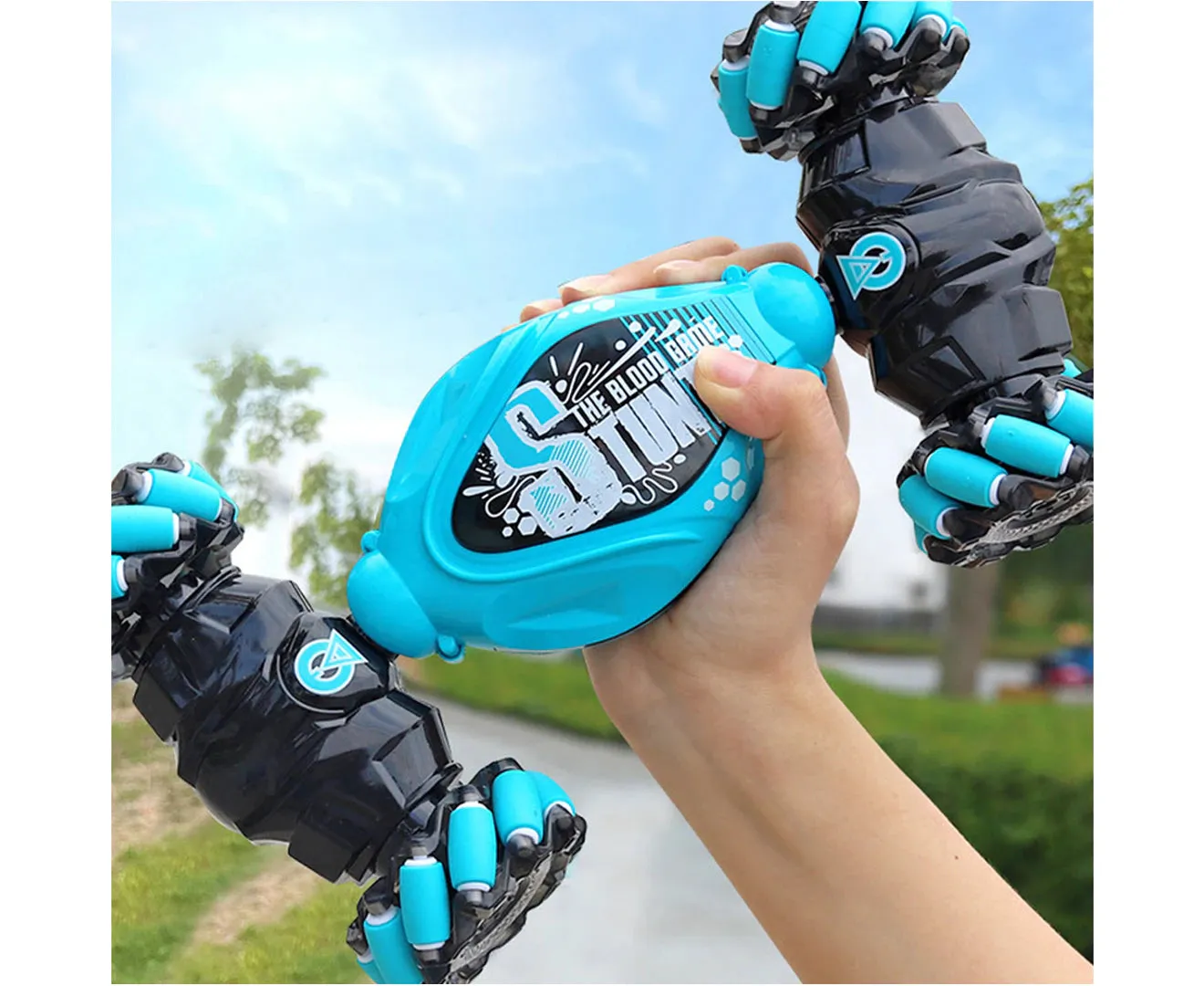 Remote Hand Control Watch Gesture Sensor Twist Car Toy USB Charging Car Toy - Blue