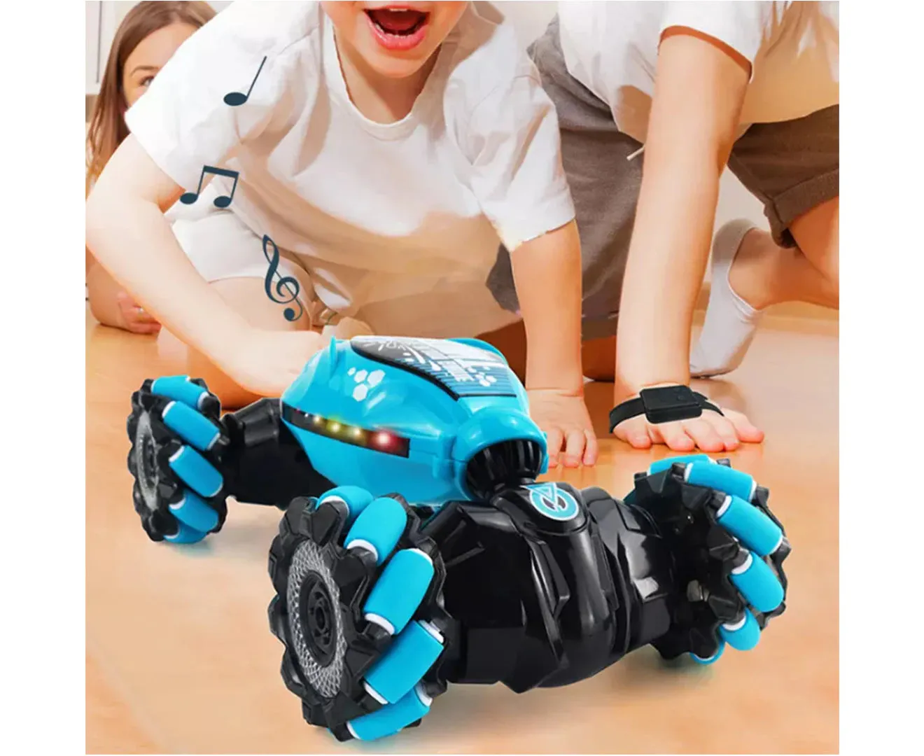 Remote Hand Control Watch Gesture Sensor Twist Car Toy USB Charging Car Toy - Blue