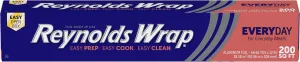 Reynolds Wrap Everyday Strength Aluminum Foil Roll, Freezer Safe and Grill Safe, Great for Foil Packets and Home Cooking, 12 Inches Wide, 200 Total Sq. Ft.