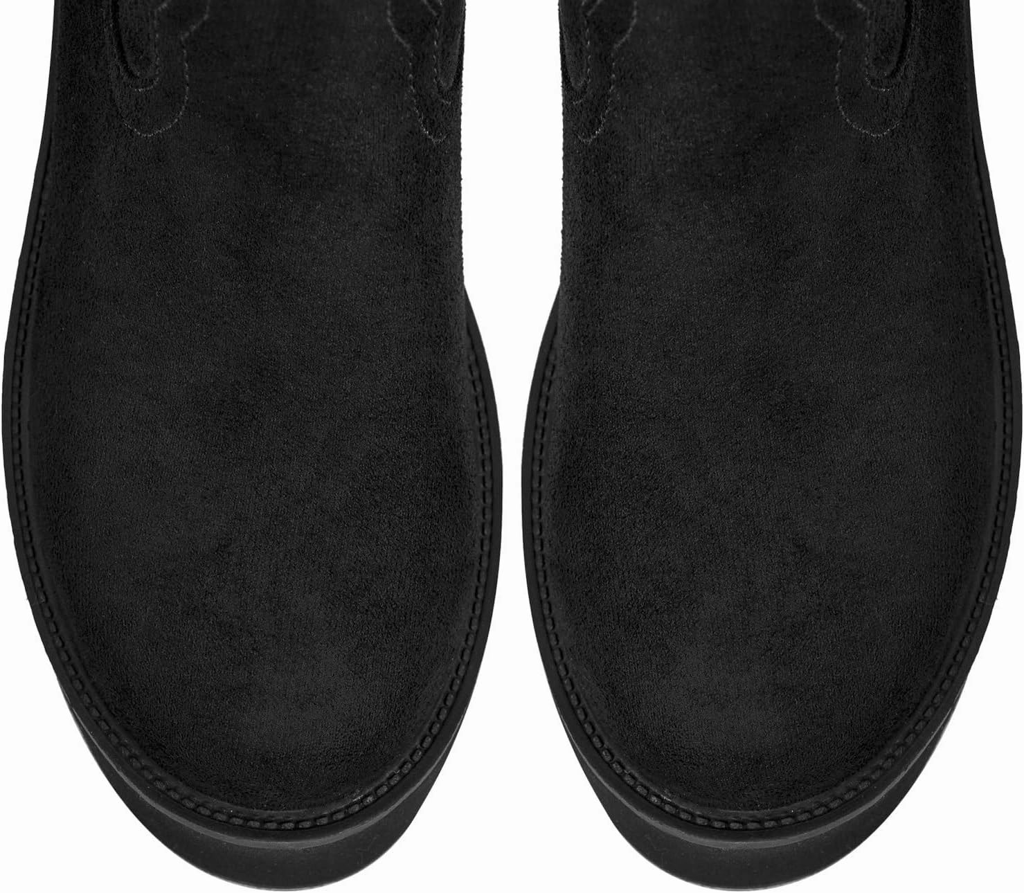 richealnini Mid Calf Boots for Women Embroidered Pull-On Knee High Booties