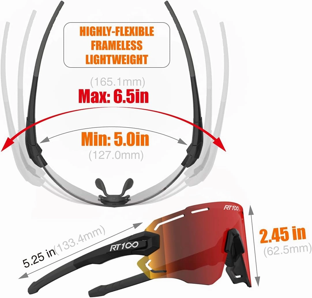 RIDE YOUR WAY Professional wrap around Frameless Cycling Sunglasses for Men and Women