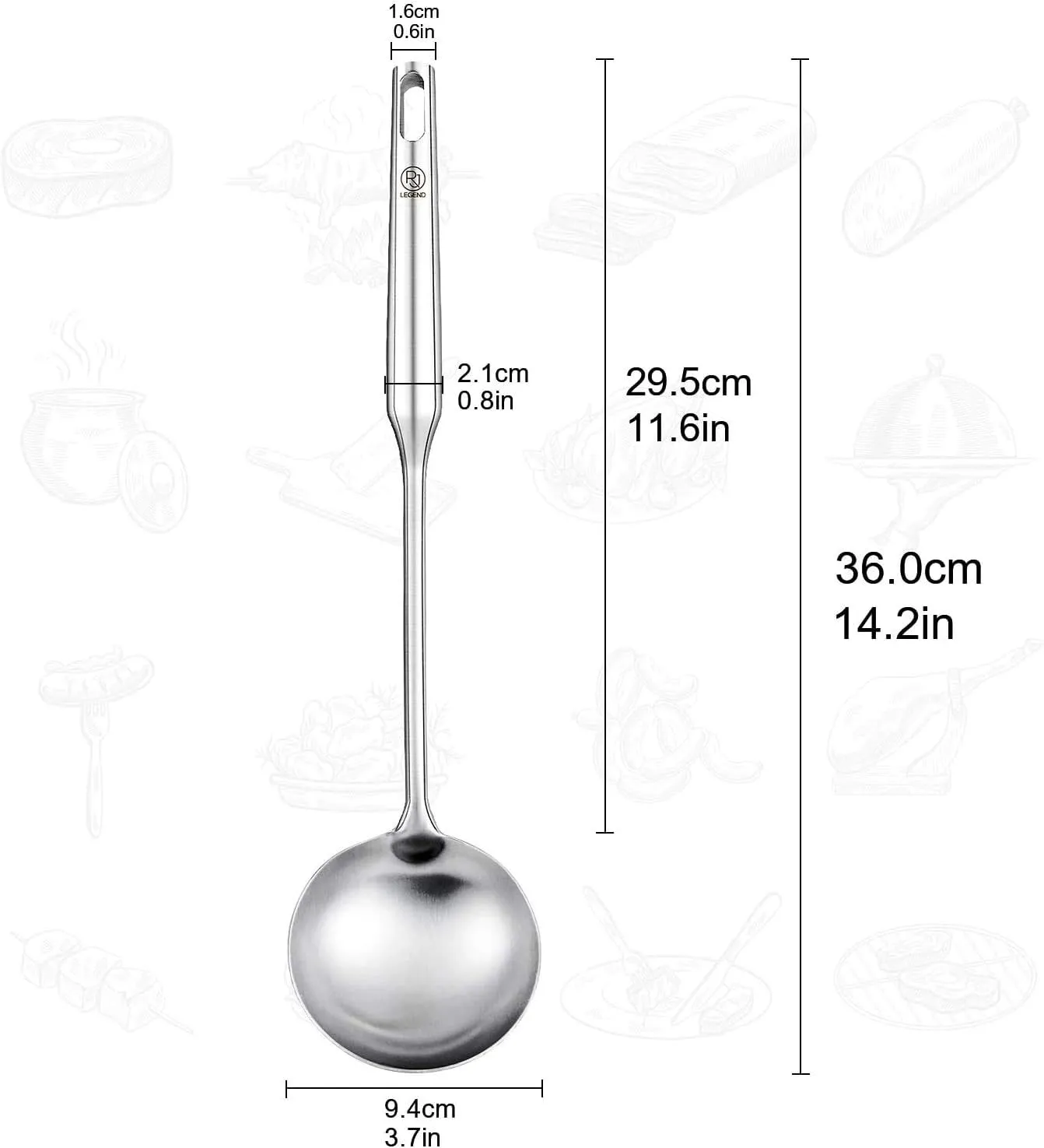 RJ Legend Cooking Spoons Set, Spider Strainer - Slotted Spoon - Soup Ladle, Multi-Use 3 Piece Kitchen Utensil Set, 304 Stainless Steel, Dishwasher Safe