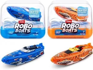 Robo Alive Robo Boats, Tiger Shark & Robo Shark Boat, 2 Pack, by ZURU Water Activated Boat Toy, (Amazon Exclusive)