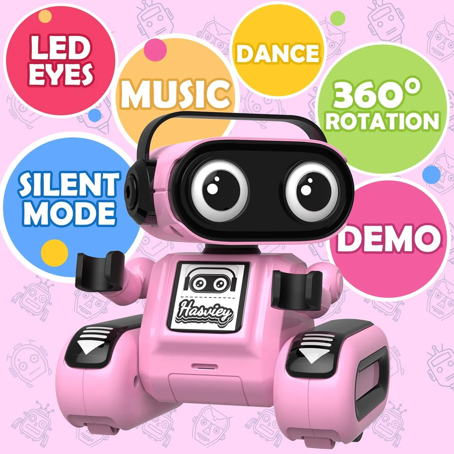 Robot Toys for Girls, Rechargeable Remote Control Toys for Girls 5-7, Kids Toy Robots with Auto-Demo, Recording, Repeat, Flexible Head & Arms, Dance, Music, Gift Ideas for Birthday Xmas – Pink