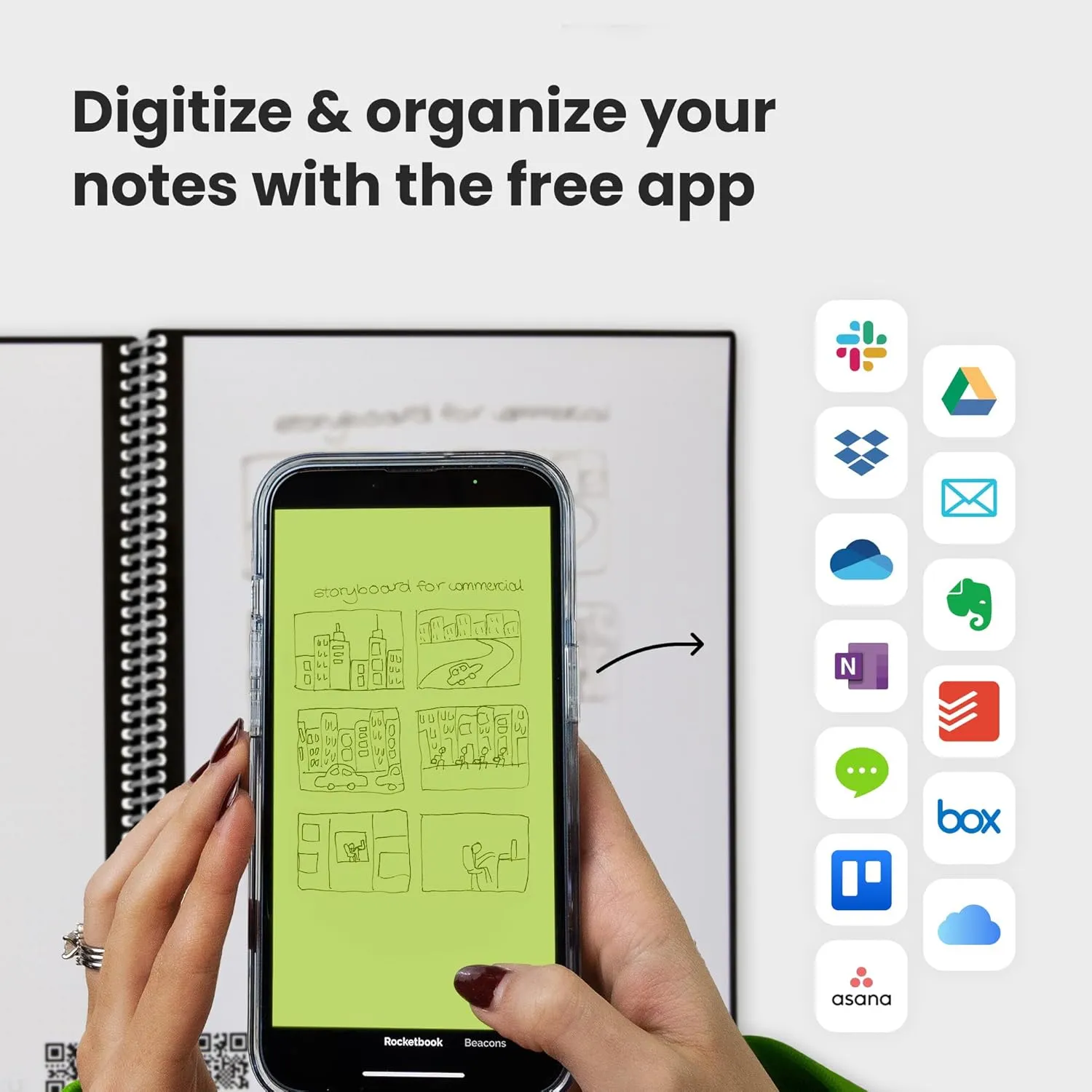 Rocketbook Fusion Reusable Undated Productivity Planner, Letter Size 8.5x11, Navy Blue - Goals, Monthly and Weekly Calendar, Daily To-do List, Lined and Dotted Notes Pages
