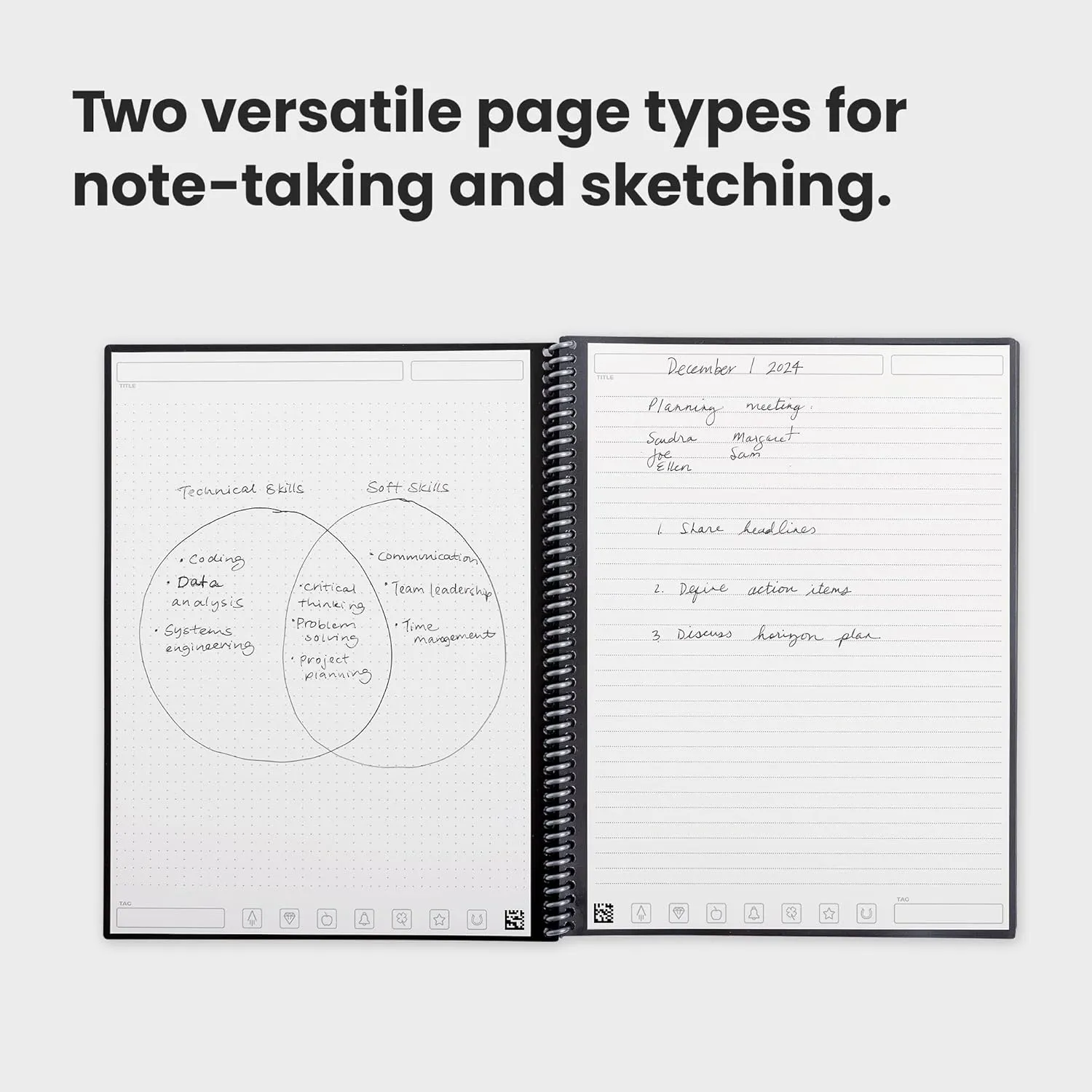 Rocketbook Fusion Reusable Undated Productivity Planner, Letter Size 8.5x11, Navy Blue - Goals, Monthly and Weekly Calendar, Daily To-do List, Lined and Dotted Notes Pages