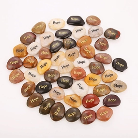 ROCKIMPACT 50PCS Hope Stones Engraved Inspirational Rocks Prayer Stones Gift Healing Stone Encouragement Hope Rocks Wholesale Bulk, 2"-3" ea