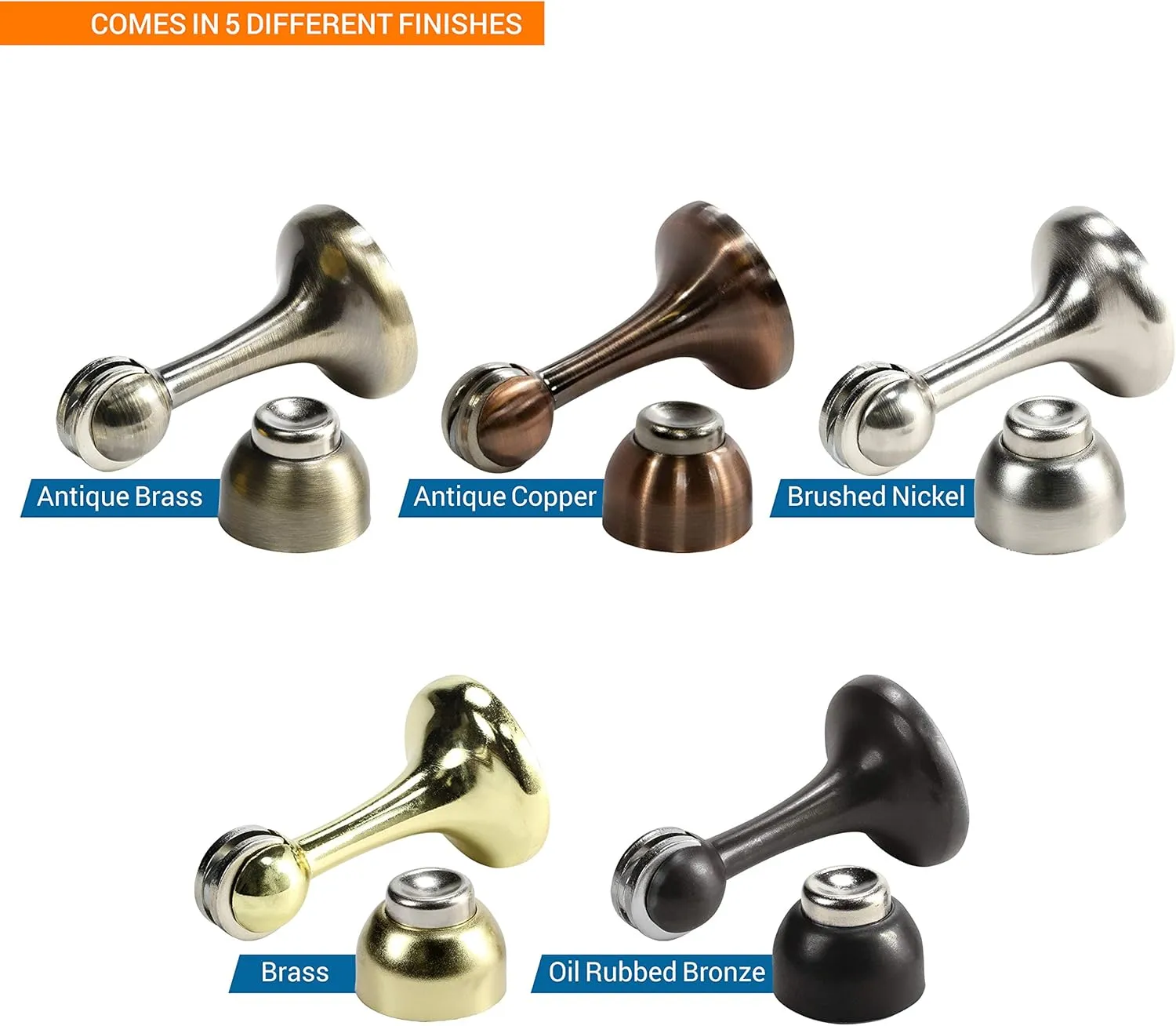 Rok Hardware Magnetic Door Stop Holder 3 Inches (Brushed Nickel, 2 Pack)