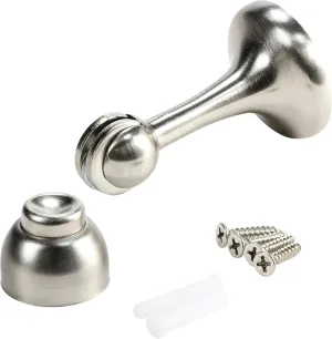 Rok Hardware Magnetic Door Stop Holder 3 Inches (Brushed Nickel, 2 Pack)