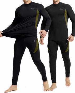 romision 2 Pack Thermal Underwear for Men Long Johns Fleece Lined Hunting Gear Bottom Top Set Base Layer Cold Weather XS-4XL