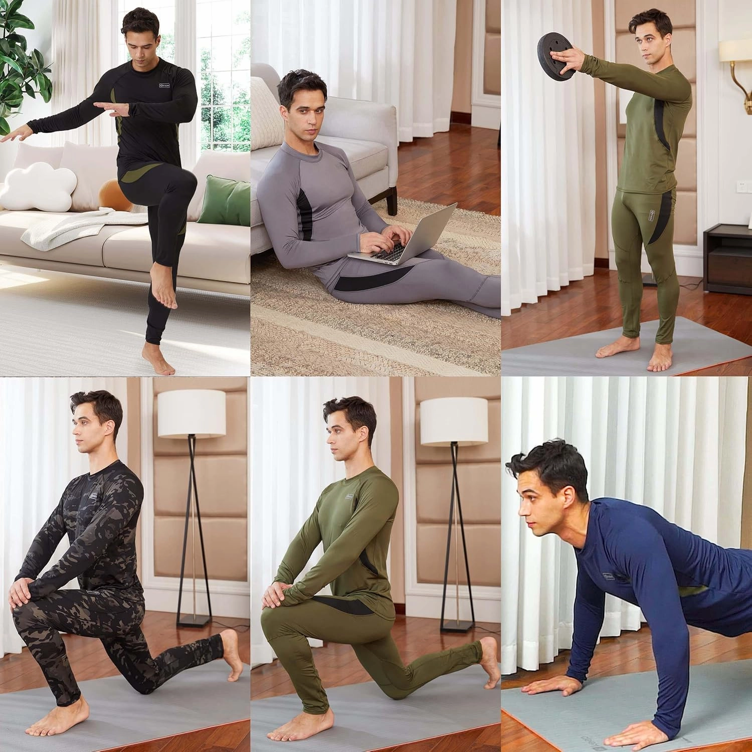 romision 2 Pack Thermal Underwear for Men Long Johns Fleece Lined Hunting Gear Bottom Top Set Base Layer Cold Weather XS-4XL