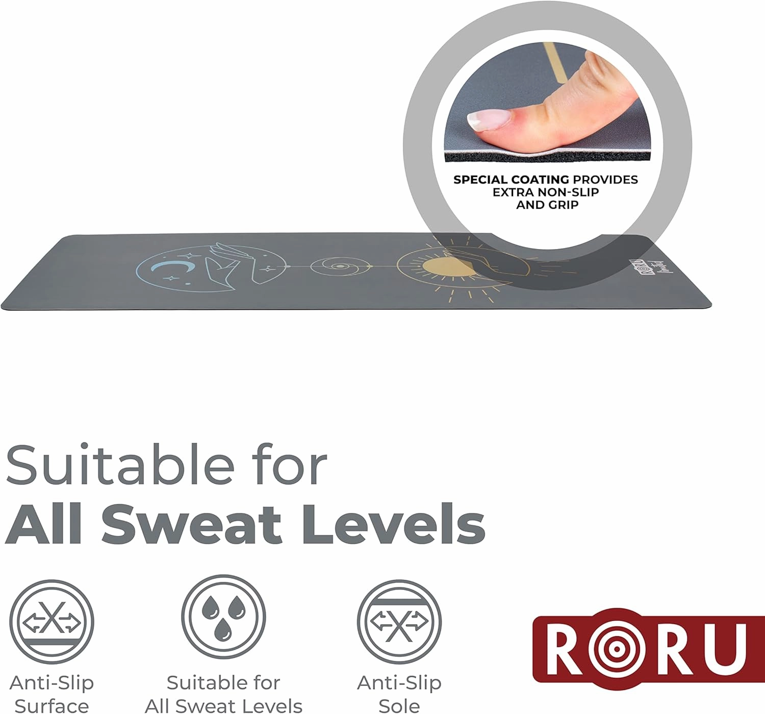 RORU Concept Sun & PRO Series Yoga Mat Thick Non Slip Large and Wide 72 x 27 inch & 68 x 24 inch Yoga Mat Non Slip, Workout Exercise Mat for Pilates, for Women and Men