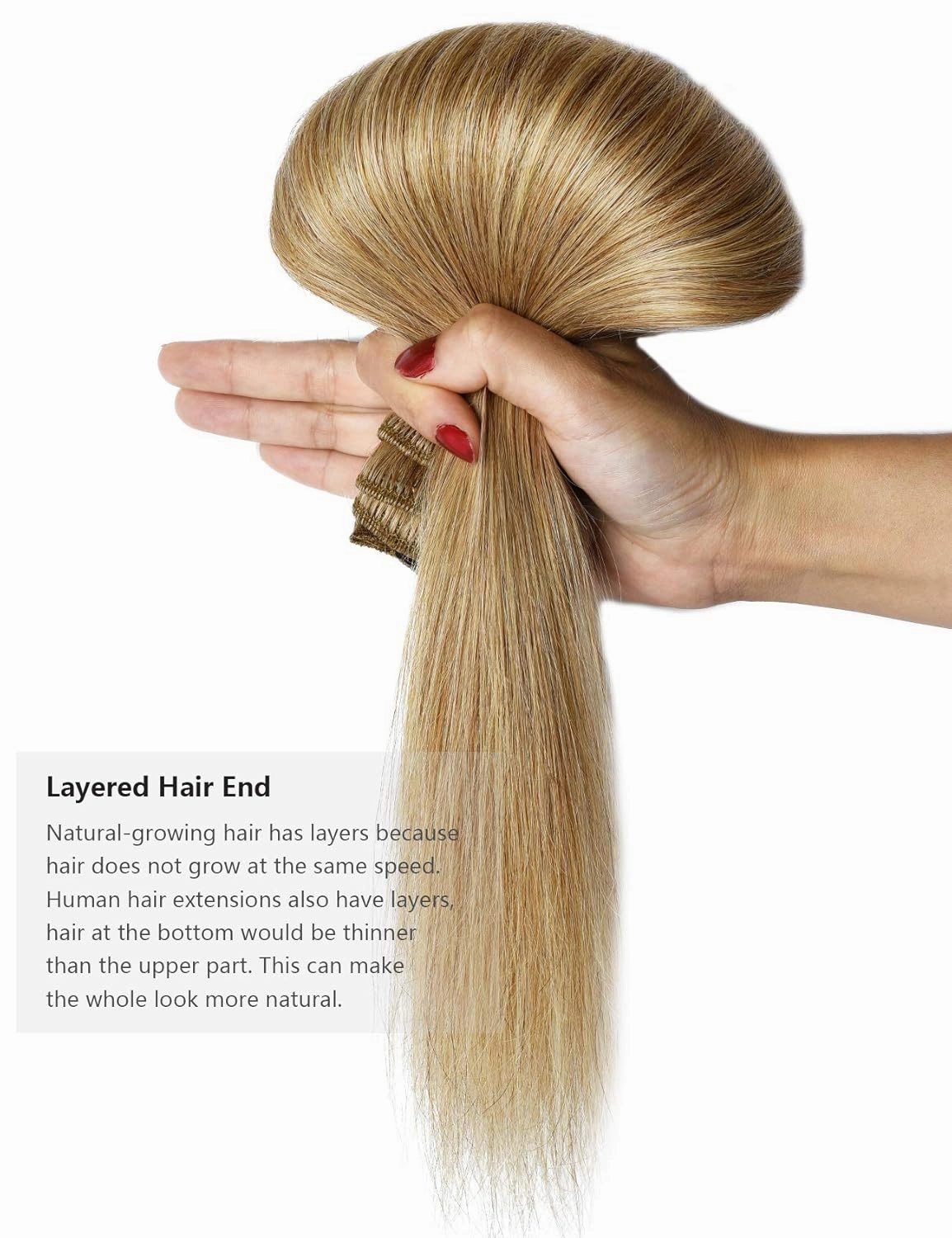 Rose bud Clip in Hair Extensions REMY Human Hair 8Pcs 18 Clips 60g/Set 12 Inch Dark Blonde