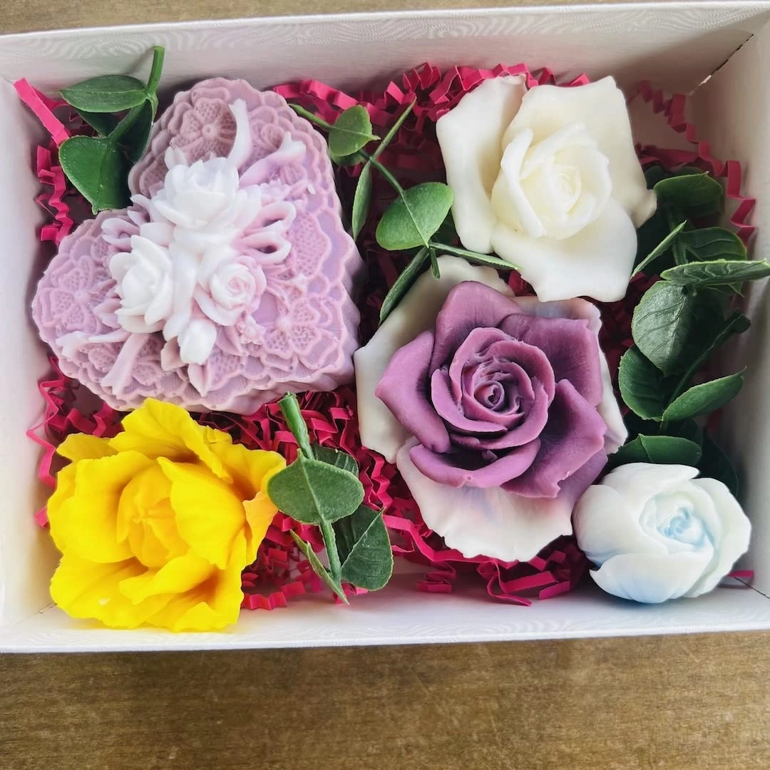 Rose Handmade Soap Gift Set - Valentine's Day Mother's Day (Pink)