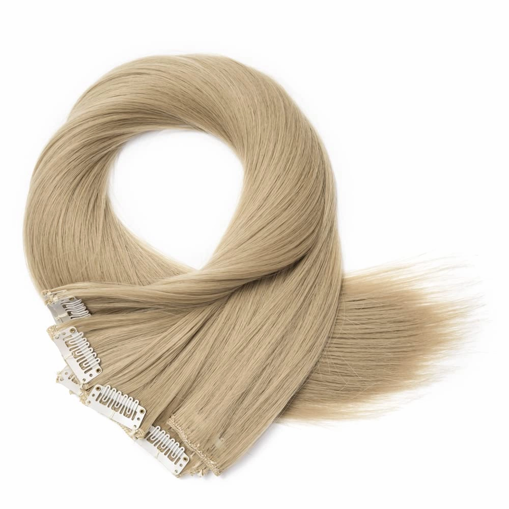S-noilite Ombre Dip-dye Color 8 Piece Full Head Clip in Hair Extension 26 Inches 66cm Length Pink Curly New Synthetic Anti-tangle for Dreamlike Girls 26in Straight-Ash Blonde
