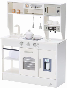 SainSmart Jr. Play Kitchen for Kids, Wooden Kitchen Playset with Lights & Sounds, Ice Maker, Oven & Sink, Trendy Home Style Toy Kitchen, Gift for 3  Years