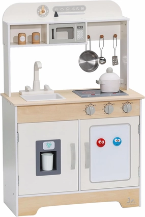 SainSmart Jr. Wooden Play Kitchen for Kids - Premium Toddler Pretend Play Cooking Set - Includes Stove, Refrigerator, and Accessories for Boys and Girls