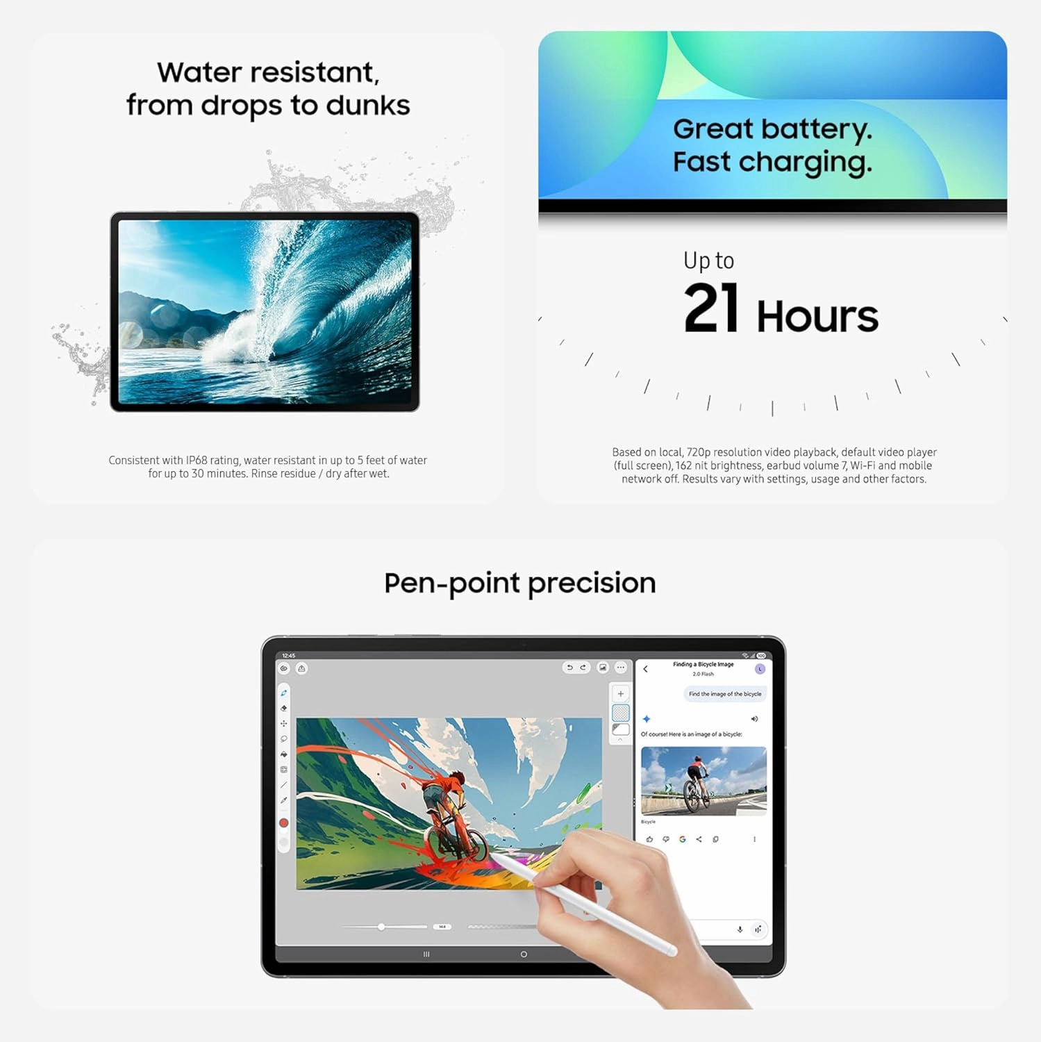 SAMSUNG Galaxy Tab S10 FE  13.1” 256GB WiFi Android Tablet   1/2 Off Book Cover Keyboard Slim, Long Battery Life, Powerful Processor, S Pen, US Version, 2025, 2 Yr Manufacturer Warranty, Blue