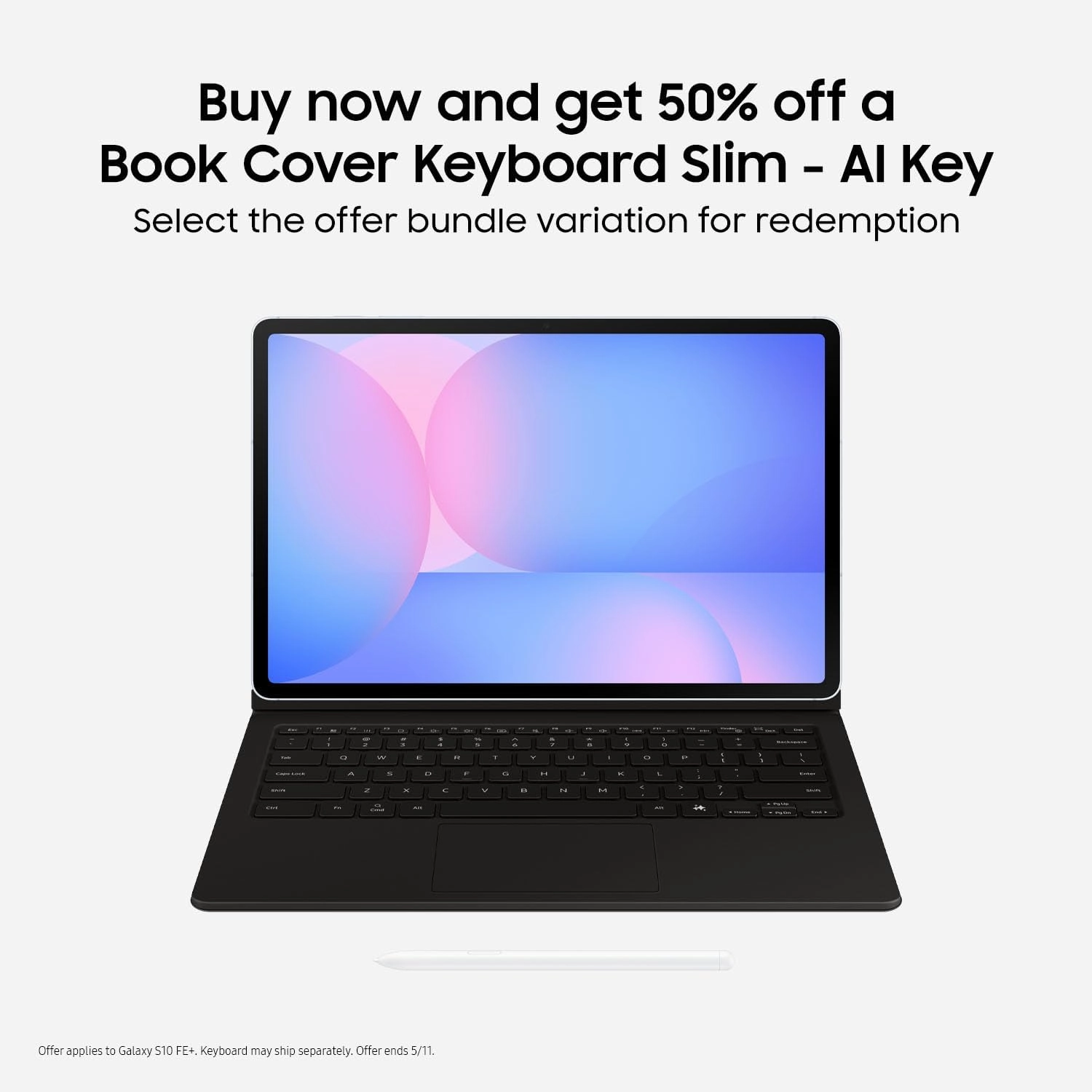 SAMSUNG Galaxy Tab S10 FE  13.1” 256GB WiFi Android Tablet   1/2 Off Book Cover Keyboard Slim, Long Battery Life, Powerful Processor, S Pen, US Version, 2025, 2 Yr Manufacturer Warranty, Blue