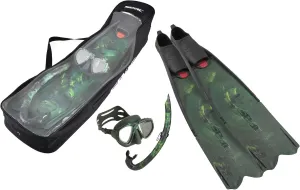 SEAC Tris Motus Set - Motus Camo Long Freediving Soft Powerful Fins, One Mask and Jet Snorkel