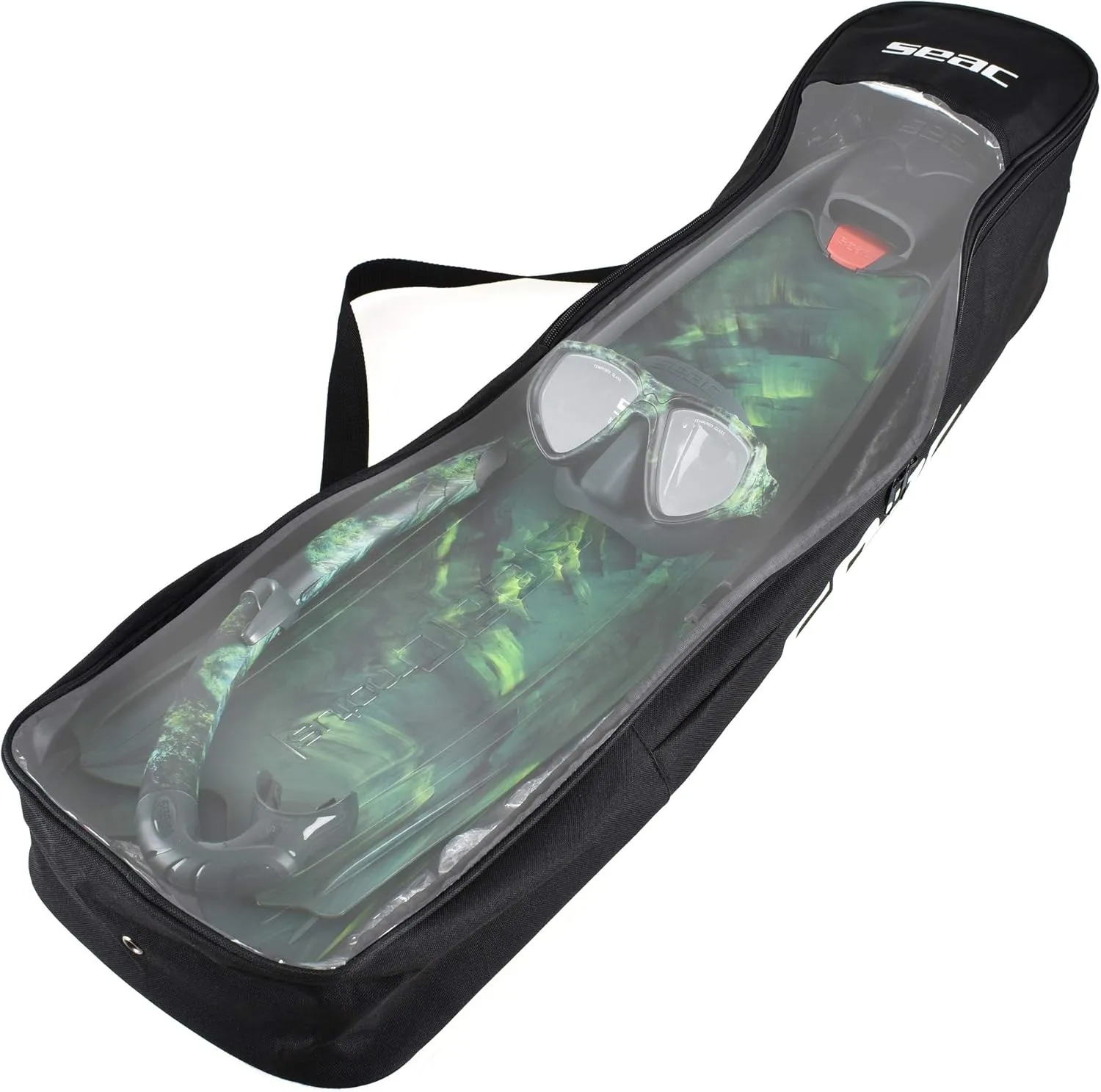 SEAC Tris Motus Set - Motus Camo Long Freediving Soft Powerful Fins, One Mask and Jet Snorkel