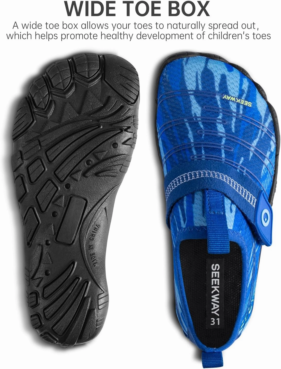 SEEKWAY Barefoot Water Shoes for Kids - Wide Toe Box and Quick-Dry Sand Shoes Toddler for Hiking Swim Beach Pool Kayak Sport Accessories, Camping Essentials Must-Haves for Boys Girls Sizes